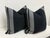 Design Plus Gallery presents a pair of Black + Gray Striped Pillows from Eastern Accents. These square pillows display...