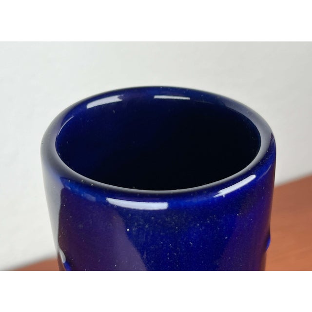 Blue Mid-Century Modern German Cobalt Blue Ceramic Bangkok Series Vase from Melitta, 1960s For Sale - Image 8 of 13