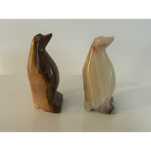 Vintage Hand-Carved Translucent Stone Penguin Figurines — Pair 2.25” Tall For Sale - Image 9 of 10