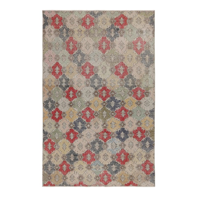 Vintage Zeki Müren Rug With Jewel Tone Geometric Patterns, From Rug & Kilim For Sale