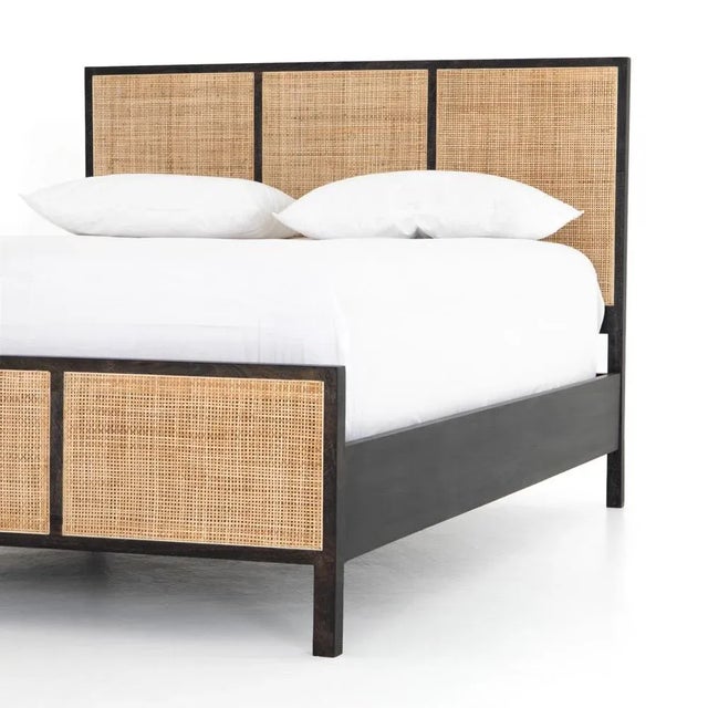 Four Hands Sydney Black Wood and Natural Cane King Bed For Sale In Austin - Image 6 of 13