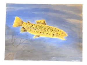 Original Vintage Fish Watercolor 18 X 24 1980’s