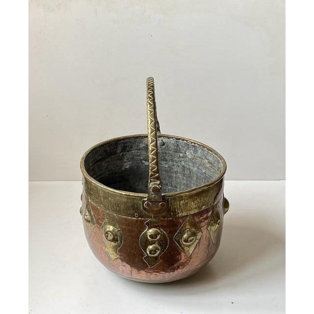 Copper Large Vintage Moroccan Moorish Copper and Brass Planter, 1960s For Sale - Image 8 of 9