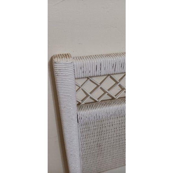 1980s 1980s White Wicker Rattan Twin Headboard Henry Link Style For Sale - Image 5 of 5