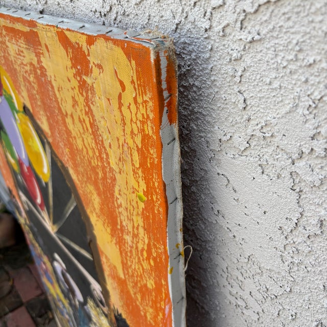 1960s Paul Blaine Henrie “The Balloon Vendor” Large Mid-Century Oil Painting, 30x48 For Sale - Image 11 of 18