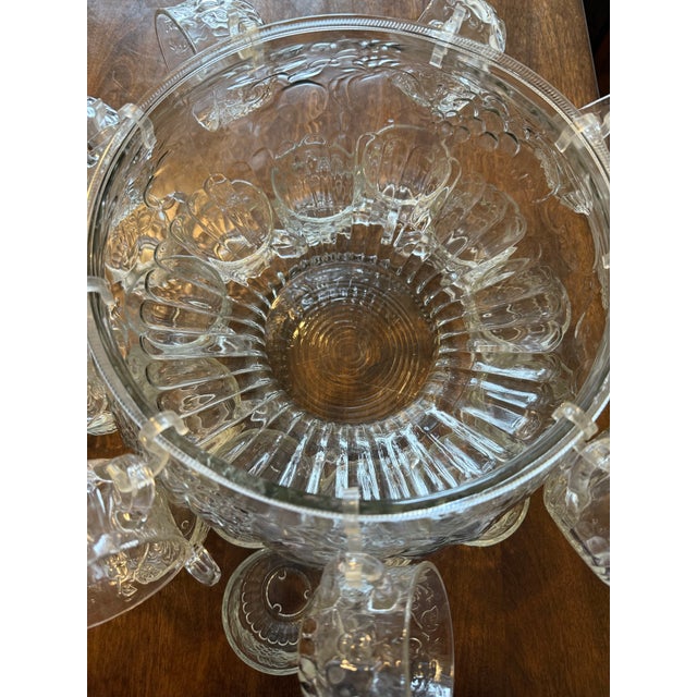 Mid 20th Century Jeanette Glass Fruit Pattern Punch Bowl Set - 34pcs For Sale - Image 10 of 12