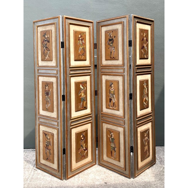 Vintage Painted Harlequin Wood Folding Screen For Sale - Image 18 of 18