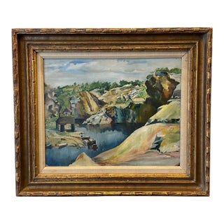 1940s Florence Bowman Adams River Landscape Oil Painting For Sale