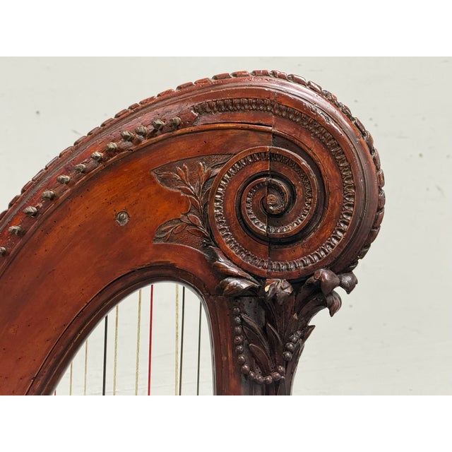 Wood 18th Century French Harp With Hand Painted Chinoiserie Motifs For Sale - Image 7 of 12