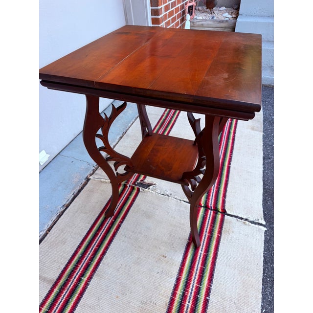 1900 - 1909 Antique Victorian Cherry Tabouret Table With Reticulated Fretwork, Circa 1890-1910 For Sale - Image 5 of 14