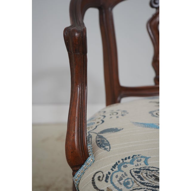 Vintage Italian Walnut Finish Vanity Bench Chair For Sale - Image 16 of 18