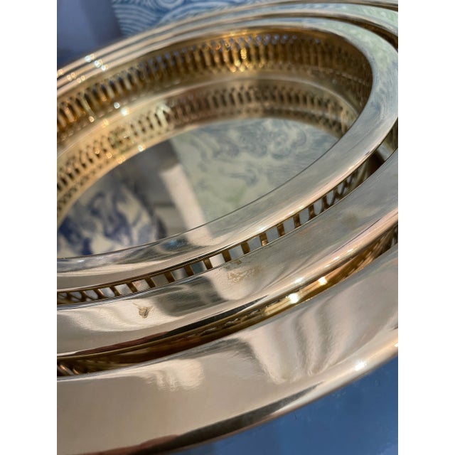 Vintage Brass Nesting Gallery Trays - a Set of 3 For Sale In New Orleans - Image 6 of 8