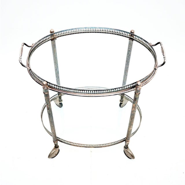 Mid-Century Modern Vintage French Silver Plated Drinks Trolley, 1960 For Sale - Image 3 of 11