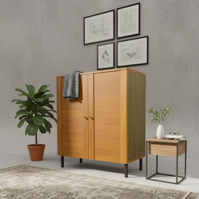 Beautiful and practical retro double-door cabinet manufactured in the 1970s by Hikor Písek in former Czechoslovakia. This...