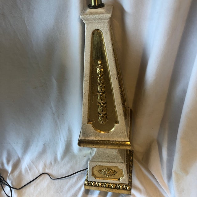 White Nardini Studios Mid Century Modern Hollywood Regency Gold White Ceramic Table Lamp For Sale - Image 8 of 12