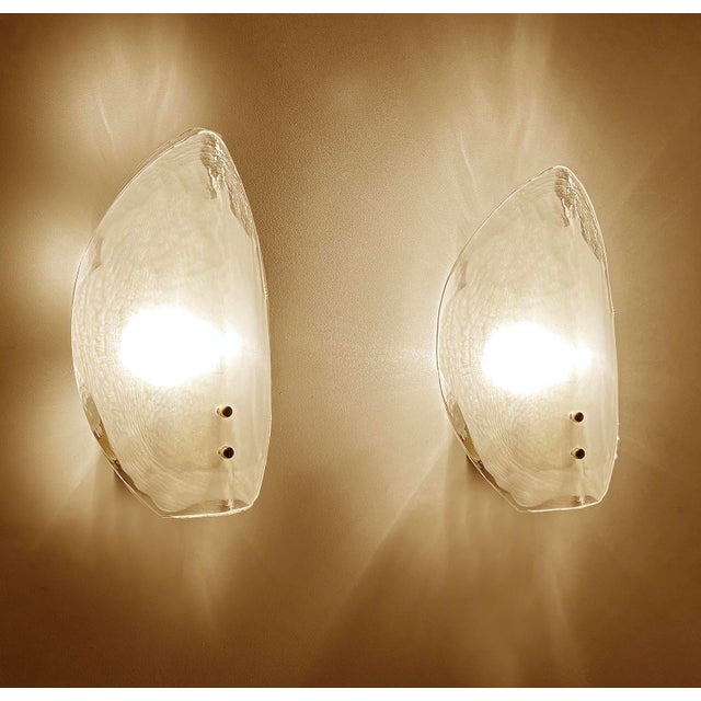 Large Vintage Murano Glass Leaf Sconces, 1970s, Set of 2 For Sale - Image 11 of 18