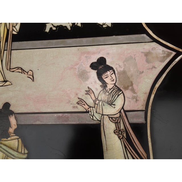 Vintage Oriental Asian Black Chinoiserie Coffee Table Storage Box For Sale - Image 9 of 13