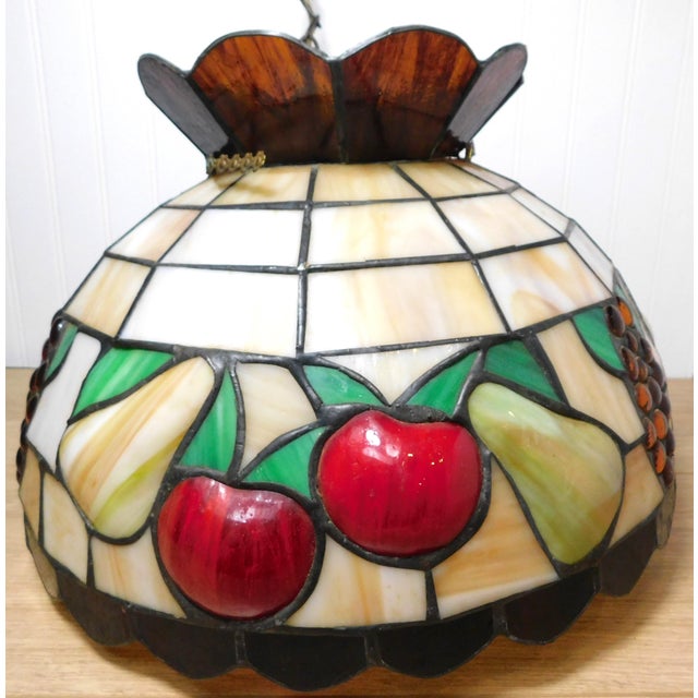 Vintage Slag Glass Pendant Light Fruit Motif For Sale In Providence - Image 6 of 17