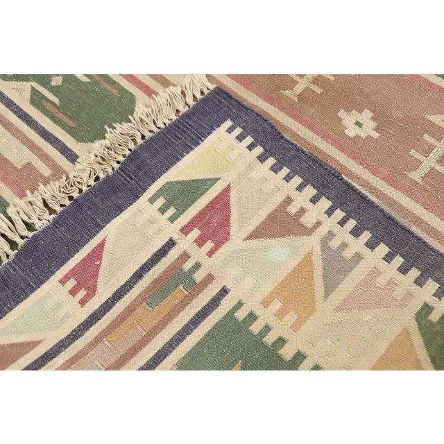 Late 20th Century Vintage Indian Stone Wash Dhurrie Rug - 05'05 X 08'07 For Sale - Image 5 of 9