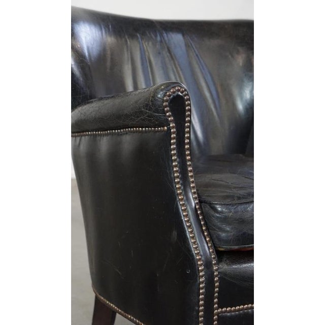 Black Armchair with Reversible Kilim Seat Cushion For Sale - Image 13 of 15