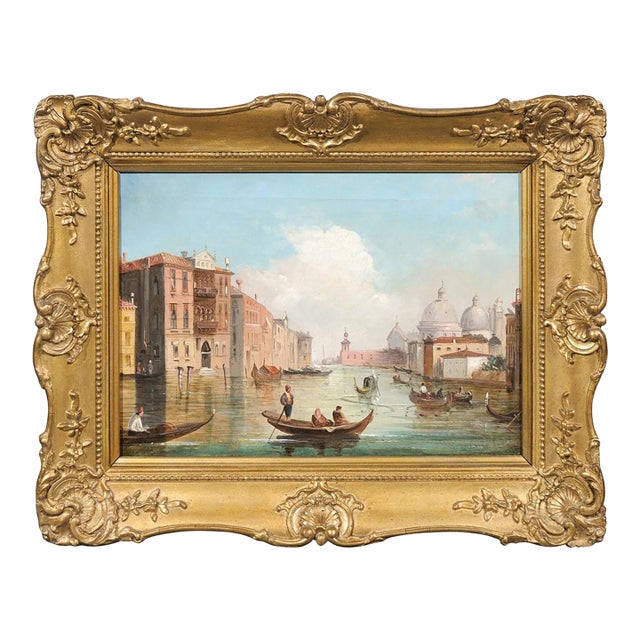 Italian Oil on Canvas Painting of Venice, circa 1830 in Original Giltwood Frame For Sale