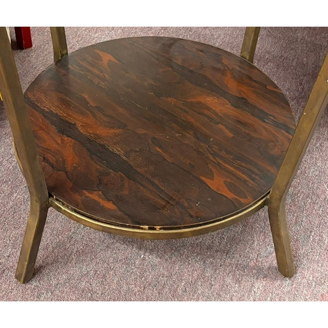 Vintage Rosewood and Brass Finish Table Lamp With a Lower Gallery Shelf For Sale - Image 4 of 4