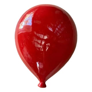 ArtArsouf Red Glossy Ceramic Balloon Wall Sculpture -Medium Size For Sale