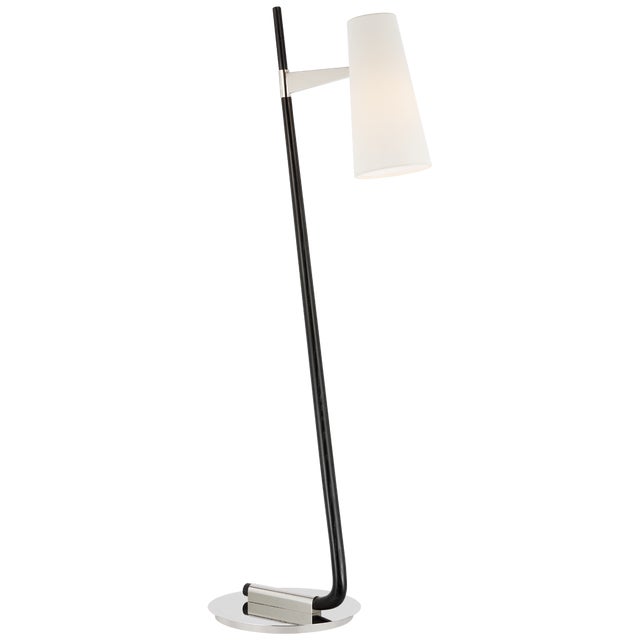 Modern AERIN by Visual Comfort Signature Katia Floor Lamp in Ebony and Polished Nickel with Linen Shade For Sale - Image 3 of 3