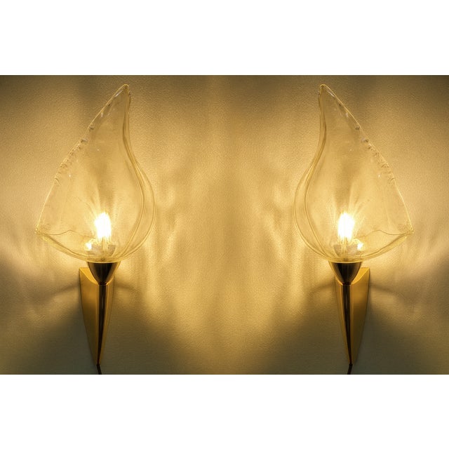 Wall Lamps in Brass Structure and Murano Glass from La Murrina, 1980s, Set of 2 For Sale - Image 9 of 9