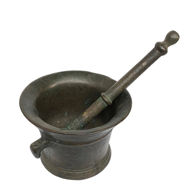 Antique Italian Bronze Mortar and Pestle, Set of 2 For Sale - Image 8 of 8