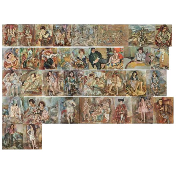 Jules Pascin Portfolio of Color Lithographic Prints - Set of 36 For Sale