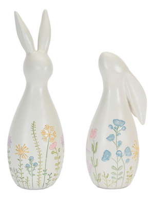 Pastel Floral Rabbit Figurines (Set of 2)