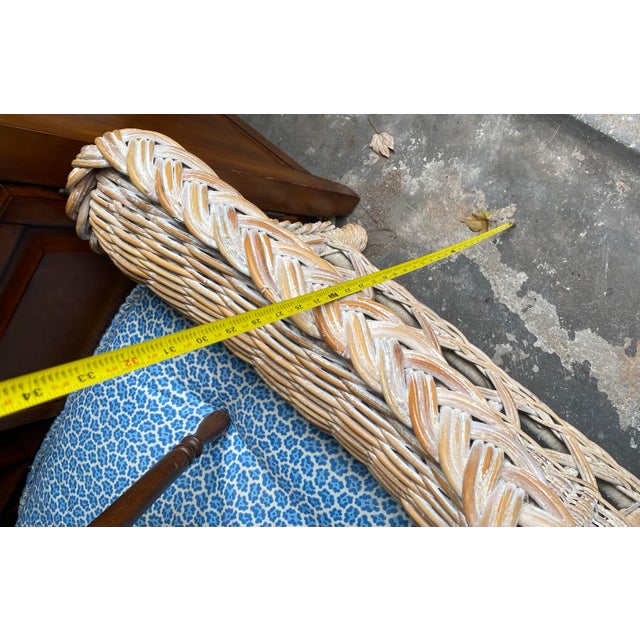 1980s Wicker & Rattan Relaxing Chair With Matching Ottoman For Sale - Image 10 of 12