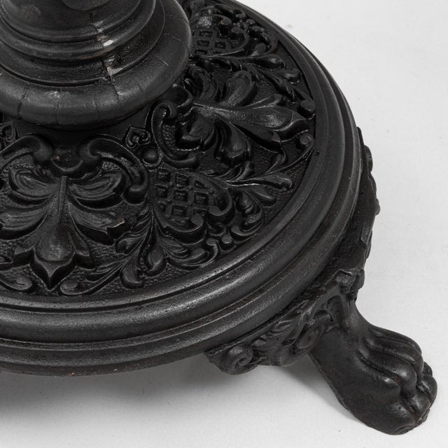 Metal 20th Century French Cast Iron Bistro Table With Marble Top Details Small Round For Sale - Image 7 of 18