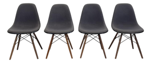 DSW Upholstered Side Chairs with Grey Covers by Charles and Ray Eames for Herman Miller, Set of 4