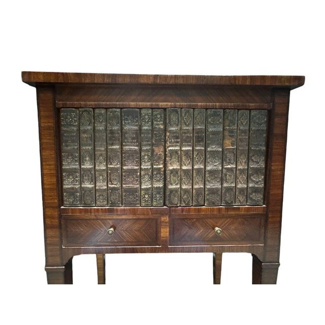 Late 19th Century Antique French Louis XVI Style Marquetry Faux-Book Facade Cabinet With Pull-Out Sides, Late 19th Century For Sale - Image 5 of 12