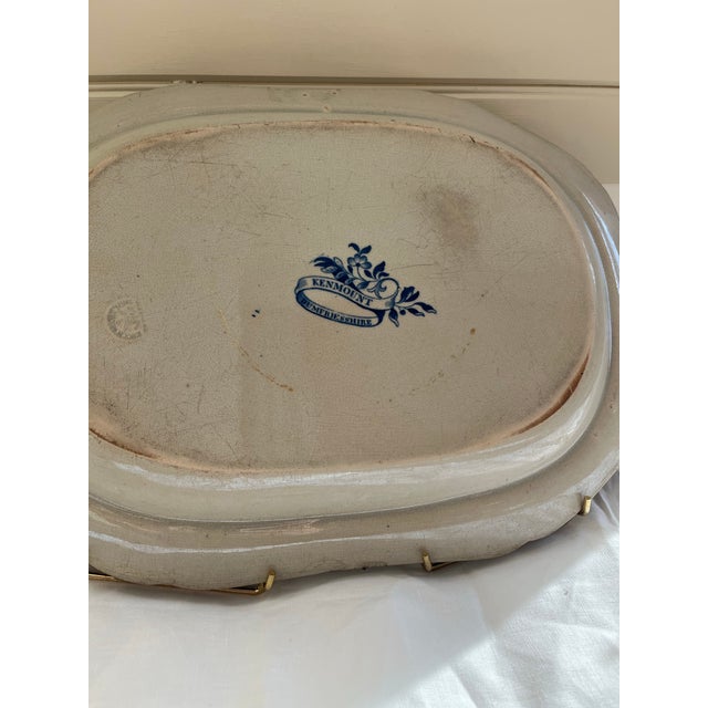 Ceramic Incredibly Rare Antique 19th Century Blue & White Enoch Wood Transfer-Printed Landscape Platter “Kenmount Dumfriesshire” Scotland Circa 1820’s For Sale - Image 7 of 12