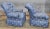 Blue Late 20th Century Pair of Charles Stewart Club Chairs Prussian Blue Napoleonic Tufted Fabric For Sale - Image 8 of 12