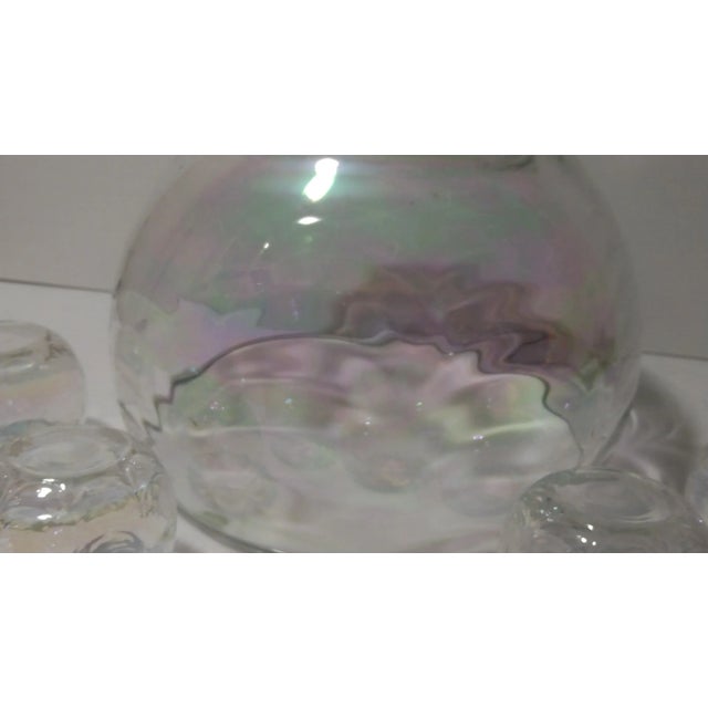 Transparent 1960s Iridescent Punch Bowl & 10 Cups For Sale - Image 8 of 9