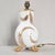 Vintage White and Gold Crackle Ceramic Tripod Lamp with Feathers, 1950s For Sale - Image 11 of 11