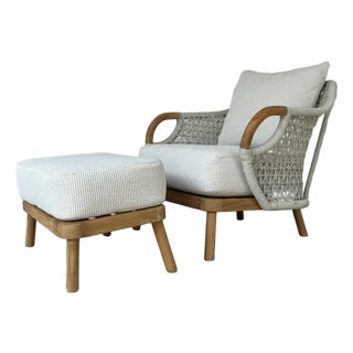 Made Goods Organic Modern Teak Tessa Lounge Chair and Ottoman For Sale