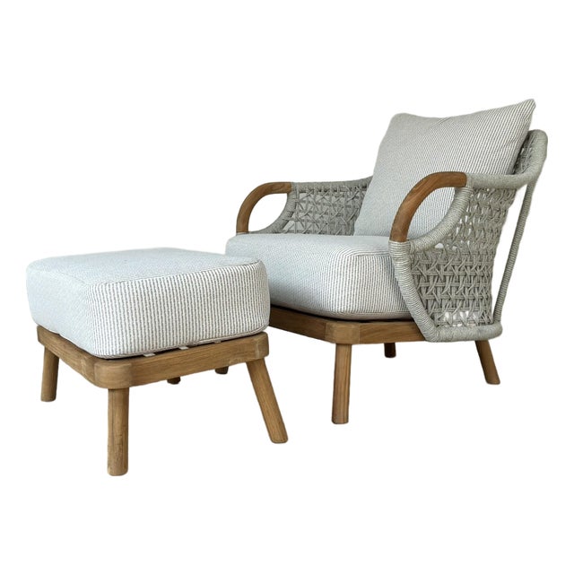 Made Goods Organic Modern Teak Tessa Lounge Chair and Ottoman For Sale