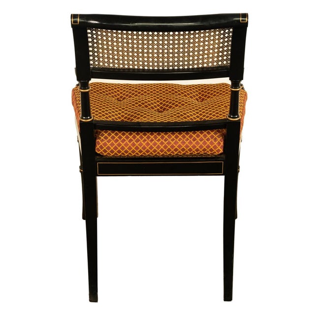 1960s Set Eight Federal Style Japanned & Gilded Dining Arm Chairs Kittinger Furniture For Sale - Image 14 of 17