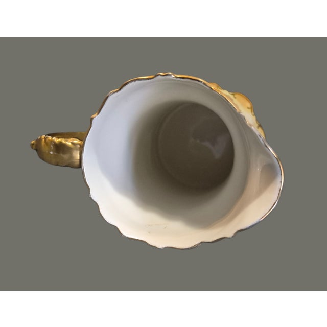 Ceramic Antique Royal Devon S.& F. Co. England Hand Painted Floral Gilded Pitcher 6'' For Sale - Image 7 of 8