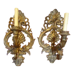 19th Century Italian Giltwood Sconces, a Pair