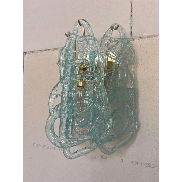 Spun Sugar Murano Glass Wall Sconces from Mazzega, Italy, 1970s, Set of 2 For Sale - Image 9 of 10