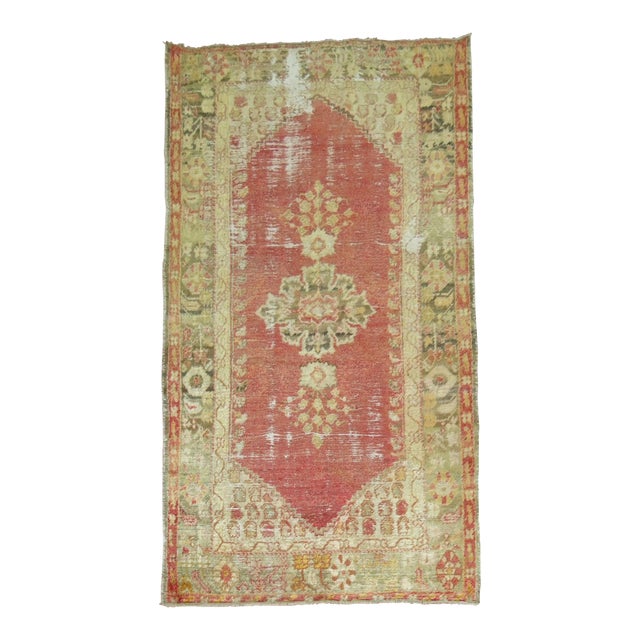 Distressed Antique Angora Oushak Rug - 4'5" x 8'6" For Sale
