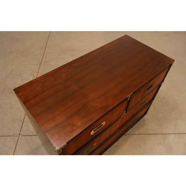 Lane Campaign Style Walnut Chest Of Drawers For Sale - Image 14 of 18