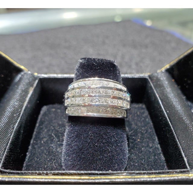 Princess Cut Cocktail Ring 2.14cttw 14k White Gold, Size 4 For Sale - Image 4 of 4