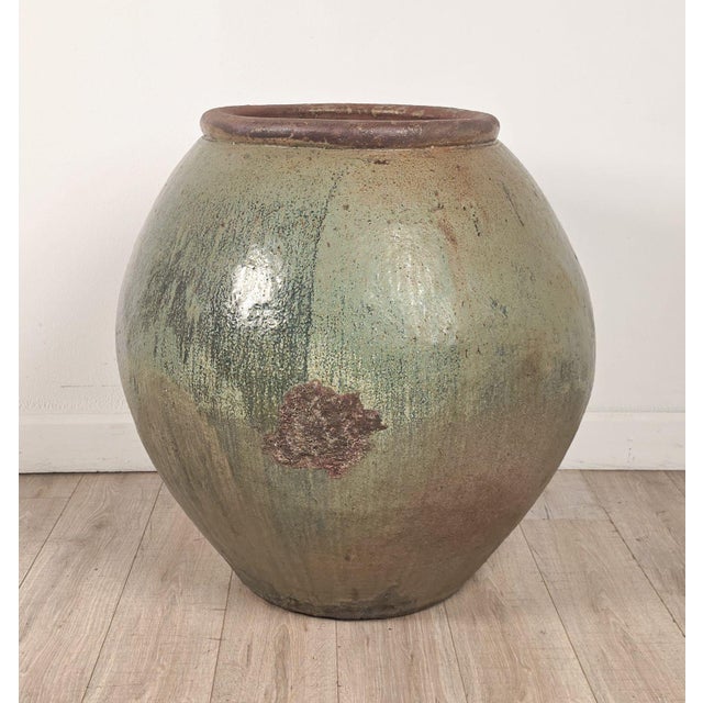 Mid 20th Century Massive Celadon Glazed Chinese Pot 35" H. X 33" For Sale - Image 5 of 6